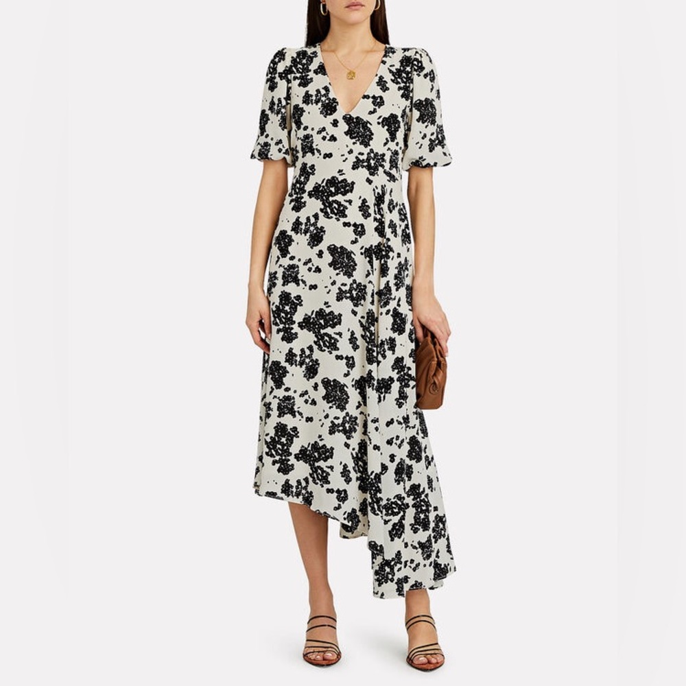 NOTES DU NORD Orchid Asymmetrical Floral Dress Size 38